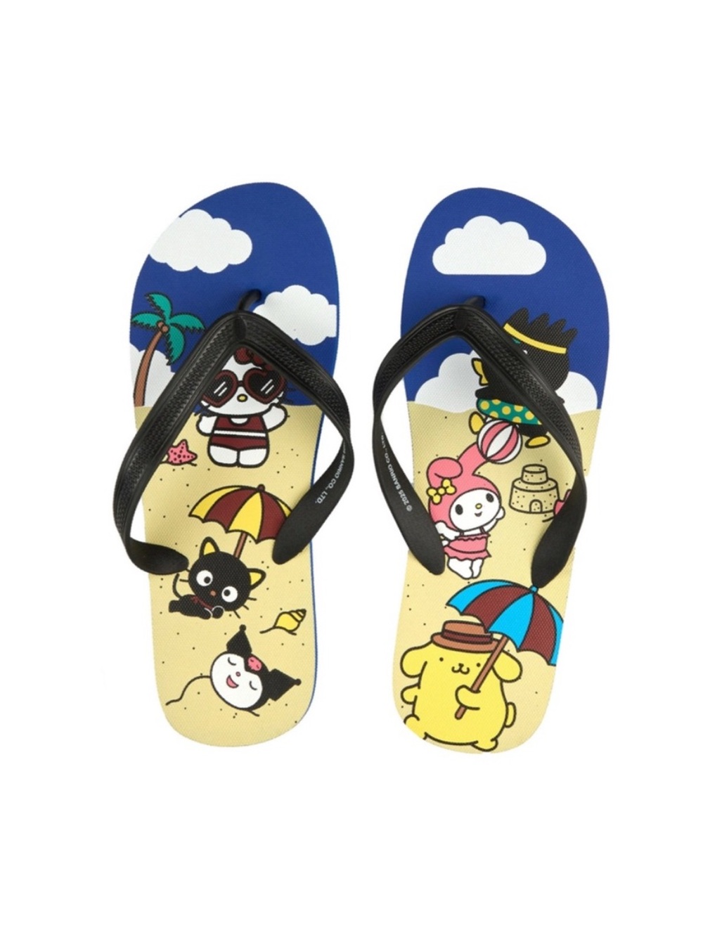 Hello Kitty Beach Scene Flip-Flops - Blue and Black